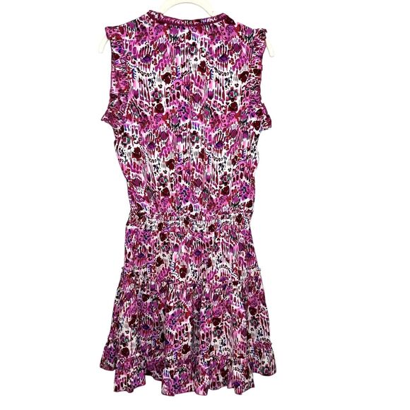Avara Dress Womens Small Pink Purple Floral Ruffle Sleeveless Belted Tiered Boho - Picture 2 of 9